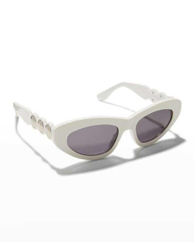 Scallop Stud Metal & Acetate Cat-Eye Sunglasses